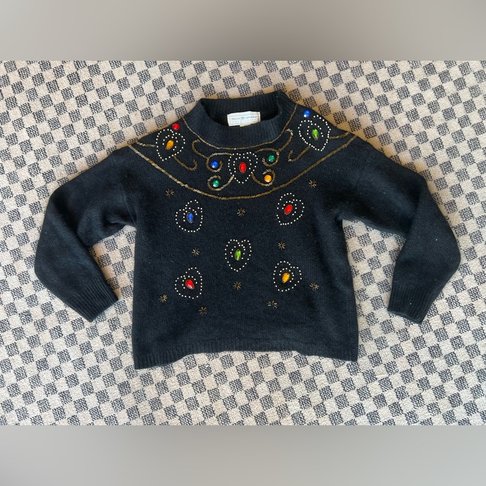 Vintage Maggie Lawrence silk angora blend beaded sweater